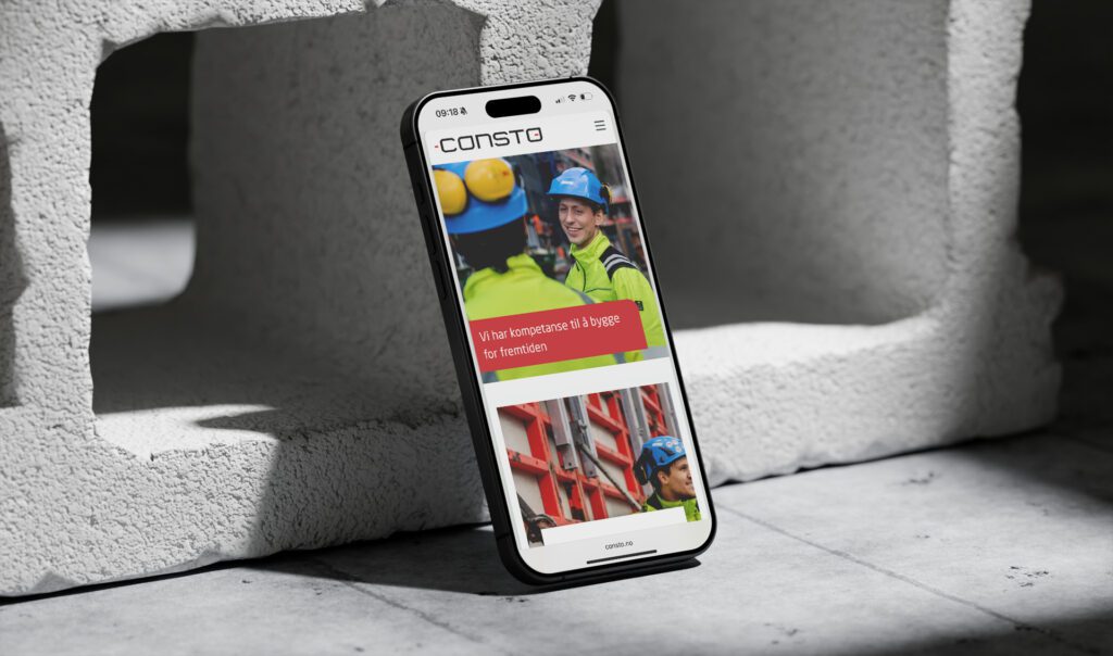 Mockup av nettsiden på en mobil