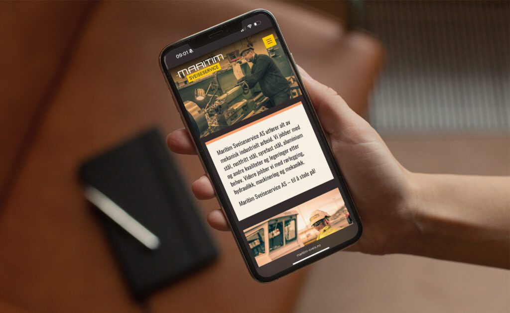 Mockup av nettsiden på mobil