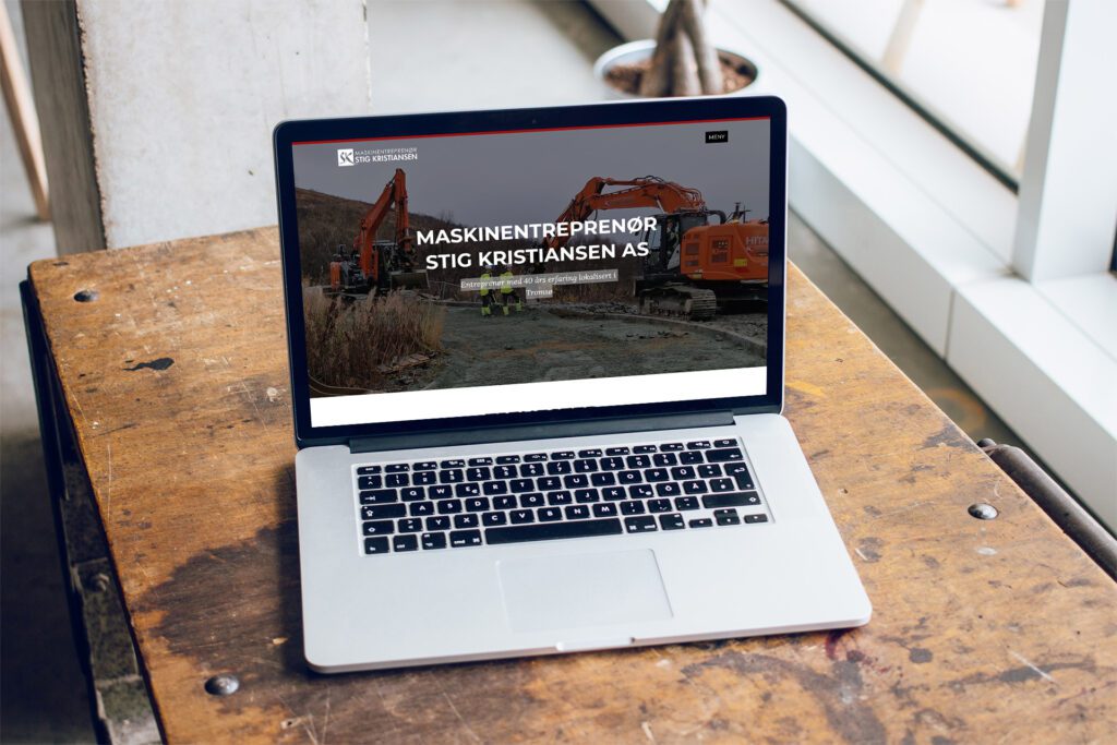 Mockup av nettsiden på en laptop