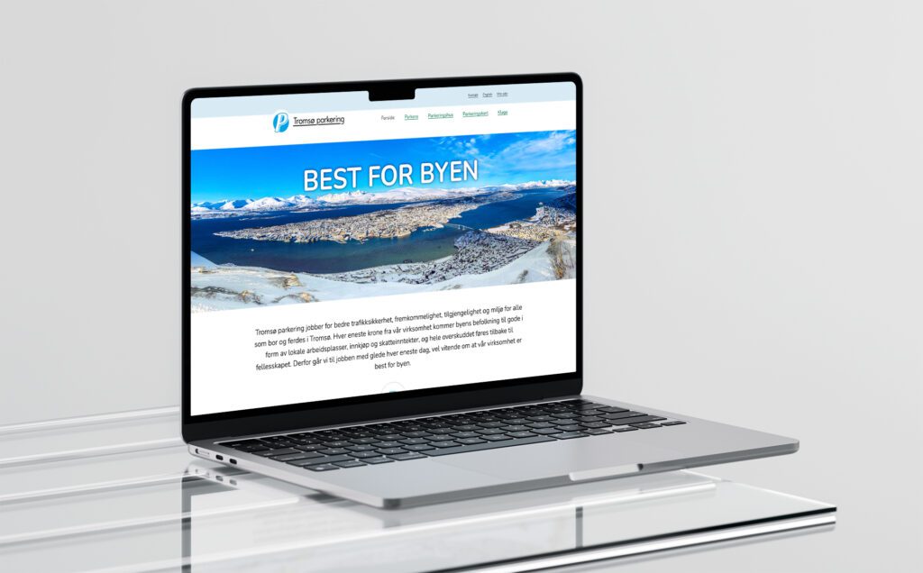Mockup av nettsiden på en laptop