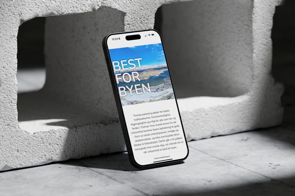 Mockup av nettsiden på mobil
