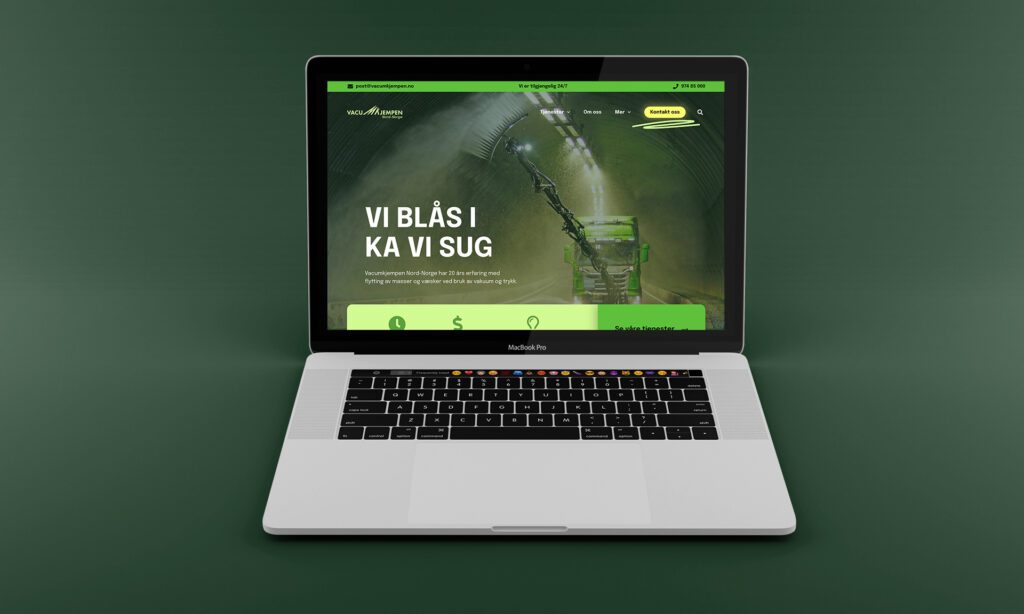 Mockup av nettsiden på en laptop
