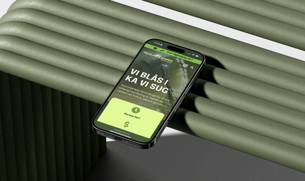 Mockup av nettsiden på mobil
