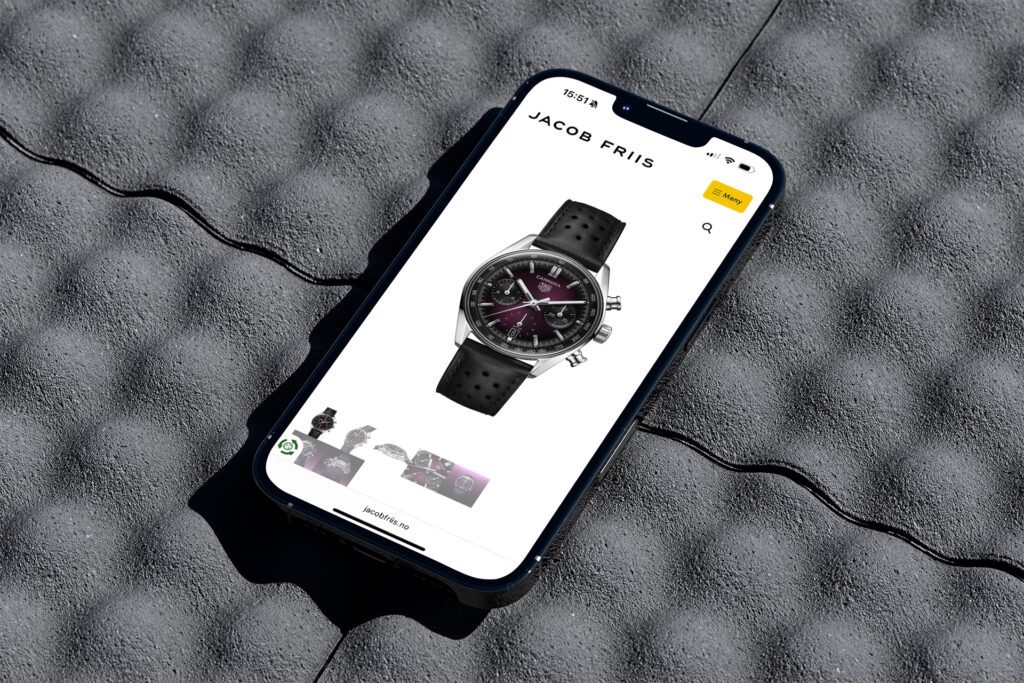 Mockup av nettsiden på mobil