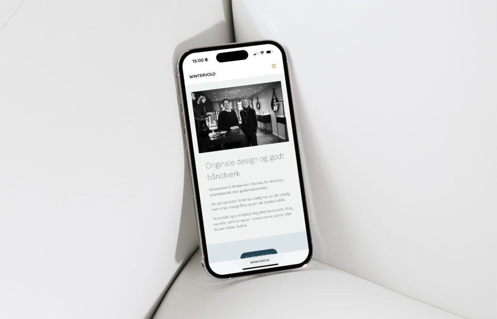 Mockup av nettsiden på mobil