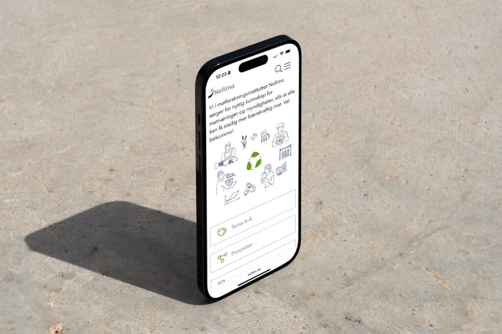 Mockup av nettsiden på mobil