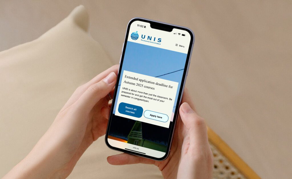 Mockup av nettsiden på mobil