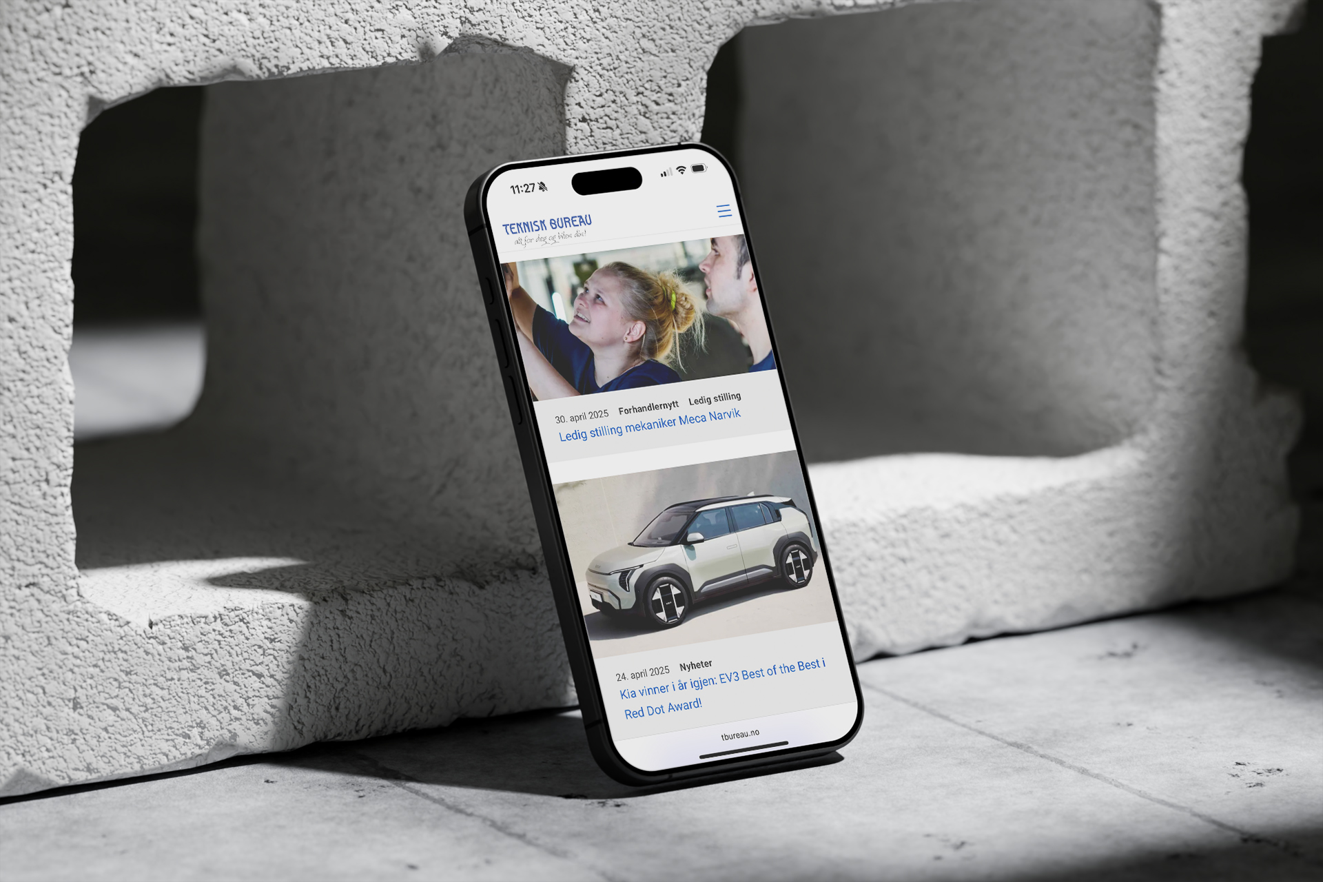 Mockup av nettsiden på mobil