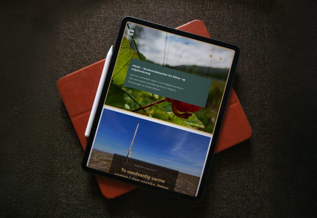 Mockup av nettsiden på ipad