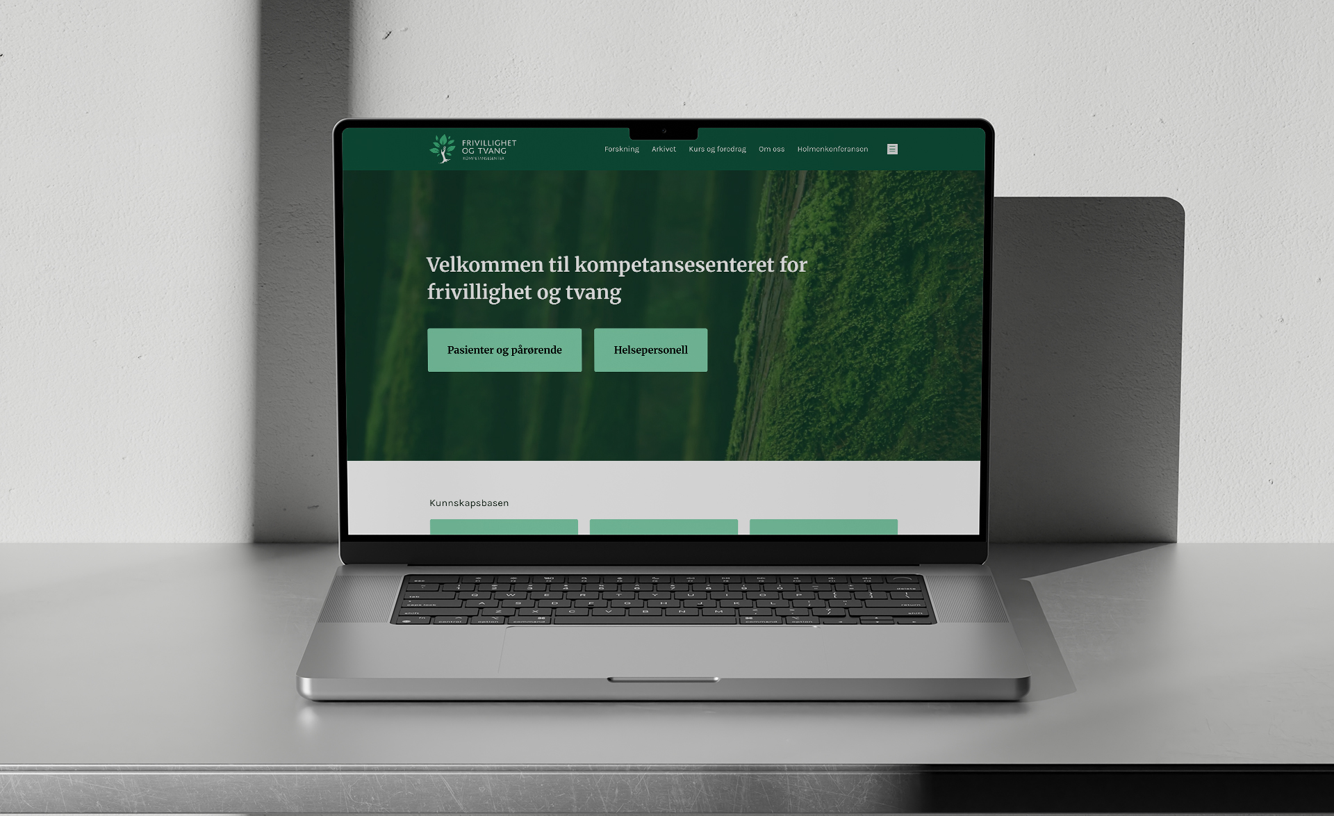 Mockup av nettsiden på mac
