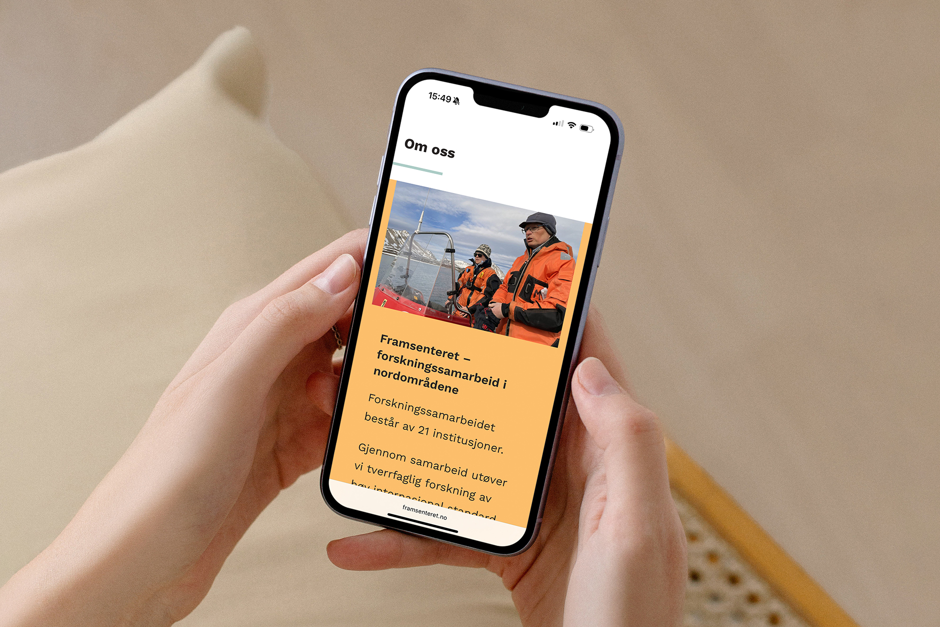 Mockup av nettsiden på mobil