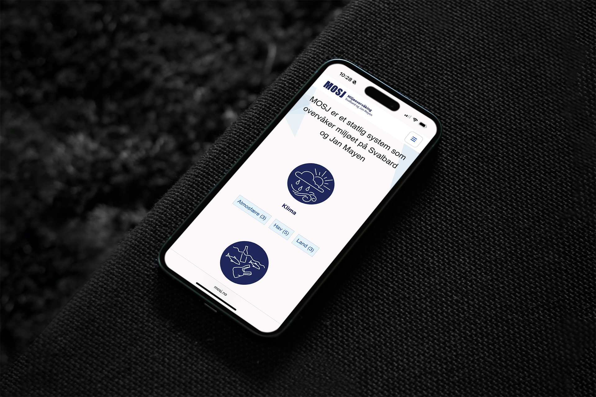 Mockup av nettsiden på mobil