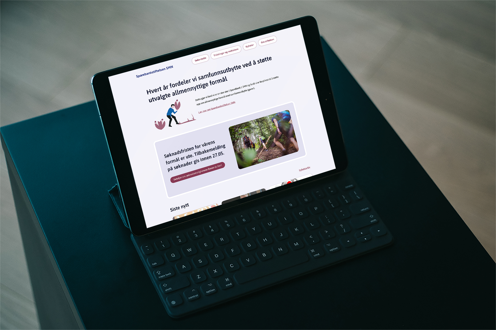 Mockup av nettsiden på ipad