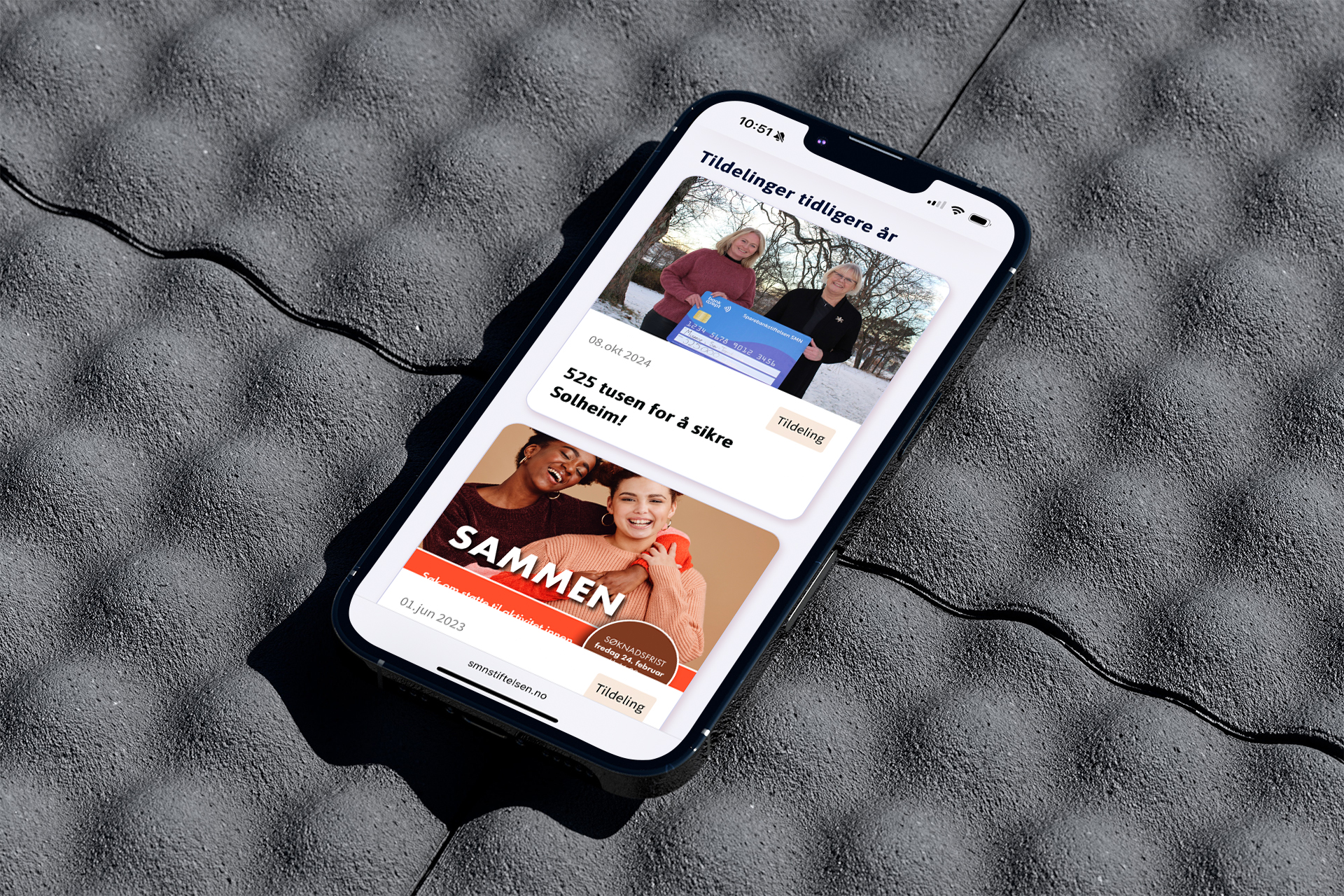 Mockup av nettsiden på mobil