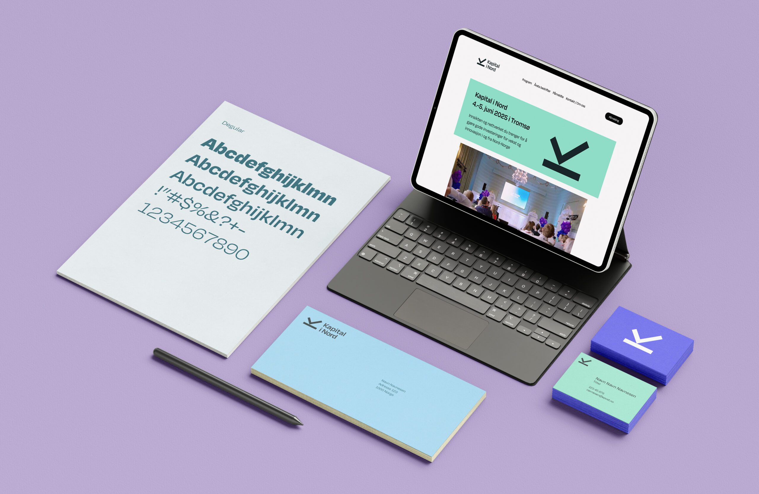 Mockup av trykksaker og ipad