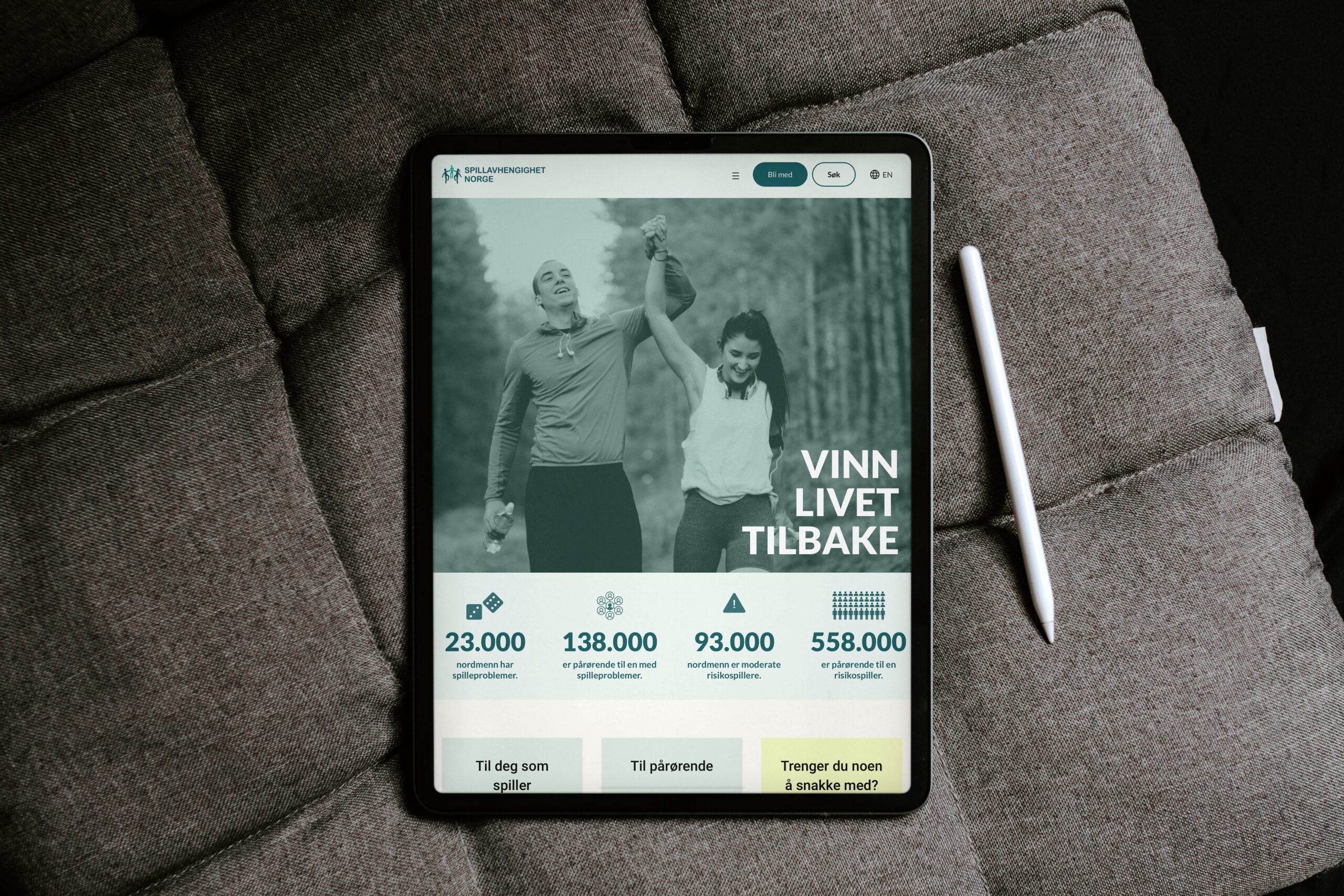 Mockup av nettsiden på ipad