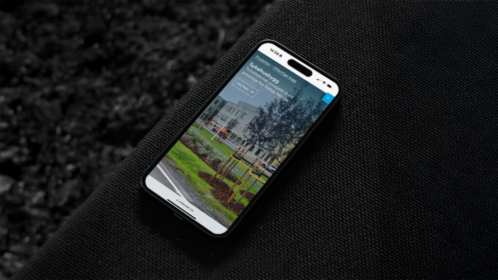 Mockup av nettsiden på mobil